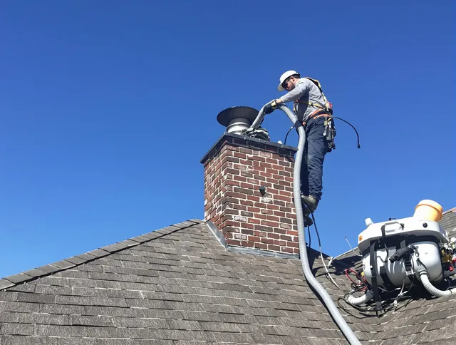 Dedicated Windsor Chimney Sweep team member cleaning a chimney in Windsor, CO
