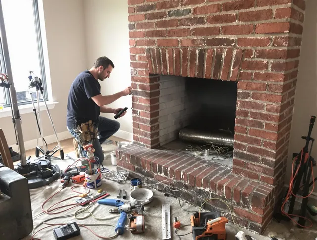 Windsor Chimney Sweep specialist finalizing chimney liner service in Windsor, CO