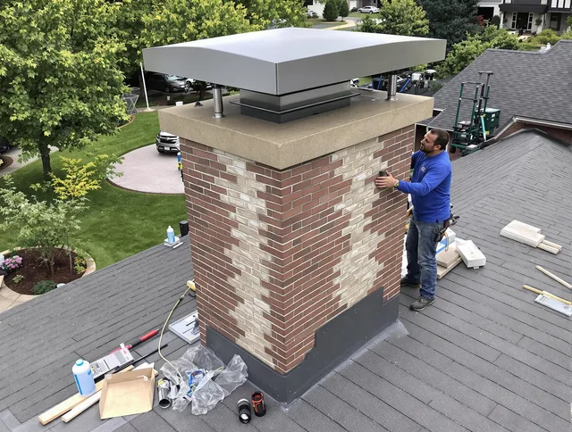 Windsor Chimney Sweep team working on a custom chimney remodel in Windsor, CO