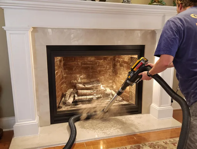 Fireplace cleaning performed by Windsor Chimney Sweep in Windsor, CO